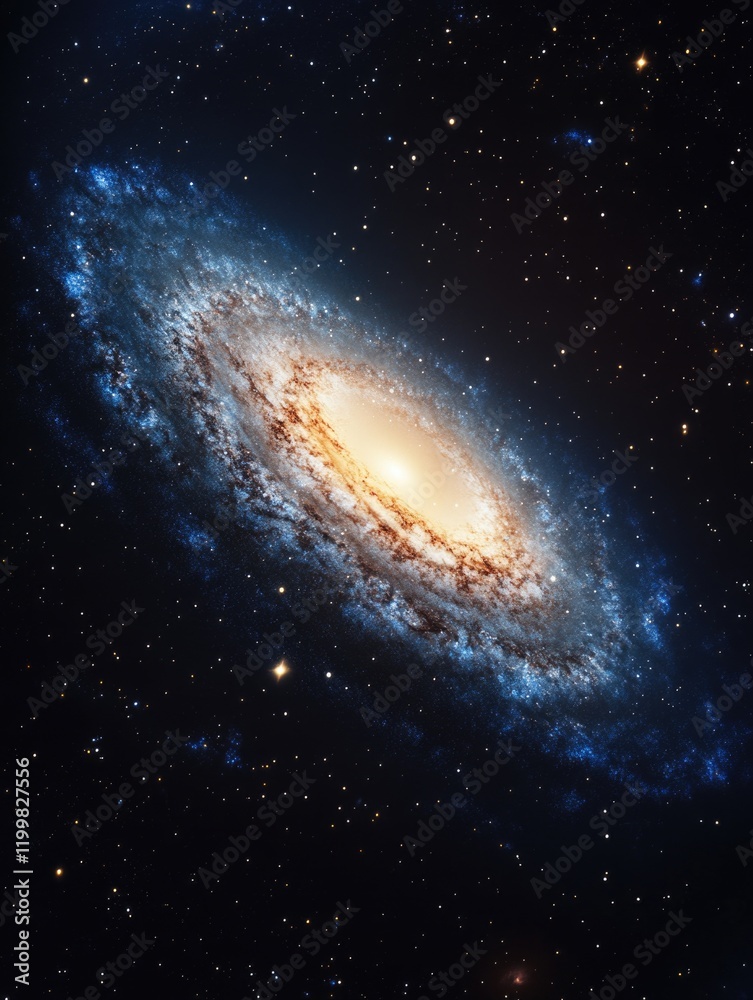 Fototapeta premium Spiral Galaxy with Bright Blue Center