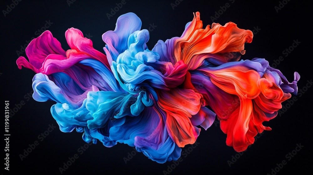 Obraz premium Colorful abstract swirls create a vibrant artwork displaying movement and fluidity in a dark background
