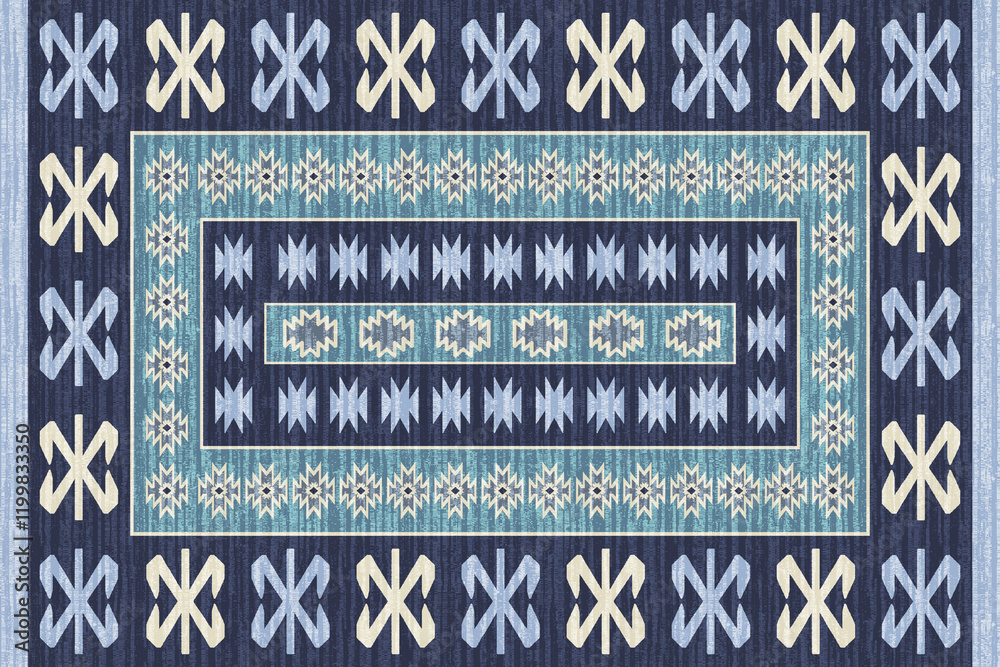 Obraz premium Kilim and Navajo Carpet modern Pattern with trending colors in high resolution 