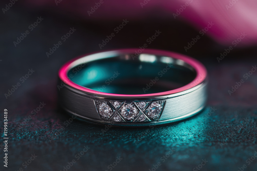Elegant silver ring with overlapping design and sparkling diamonds Elegant silver ring with overlapping design and sparkling diamonds