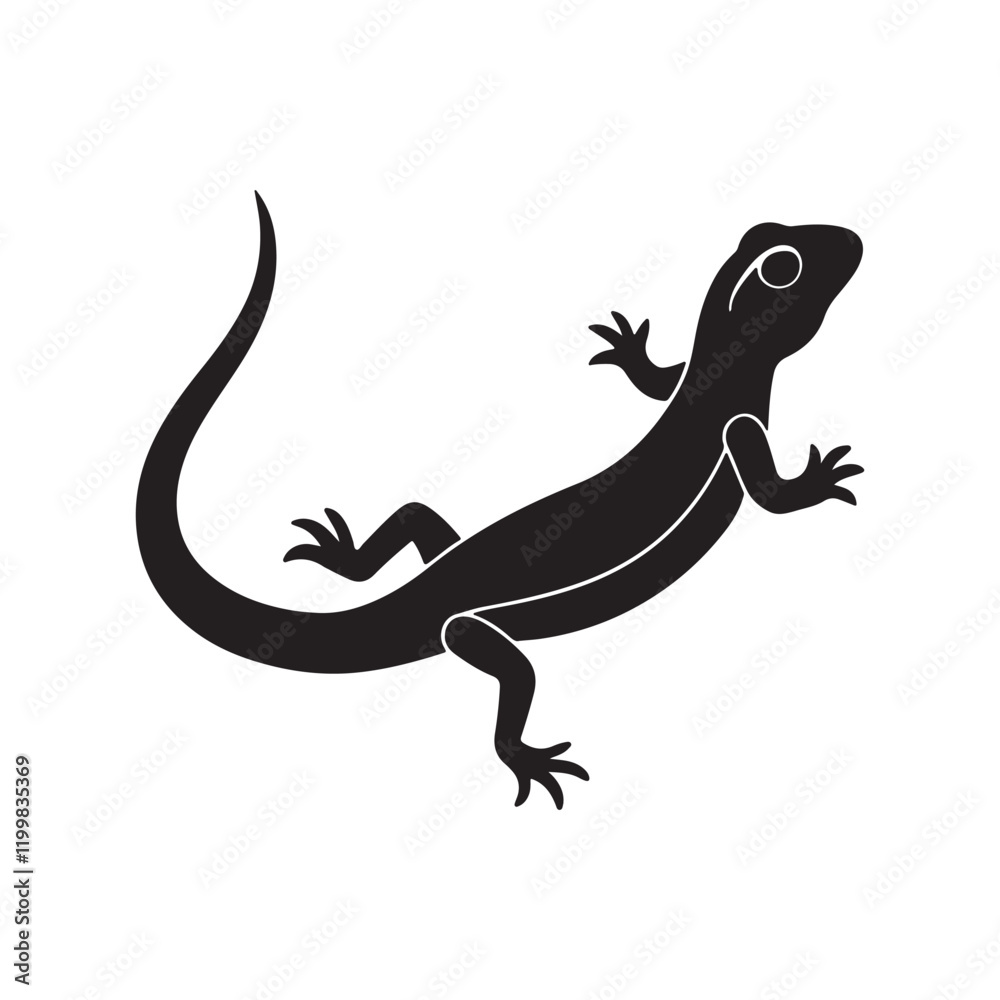 lizard silhouette, black and white silhouette, vector and illustration lizard silhouette, black and white silhouette, vector and illustration