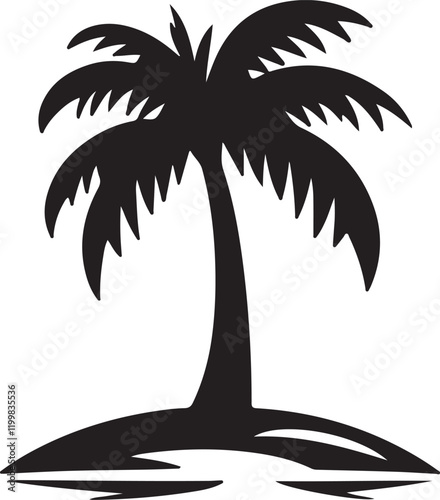 Palm tree silhouette vector art.
