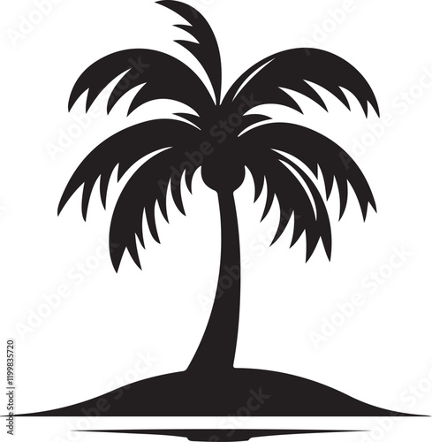 Palm tree silhouette vector art.