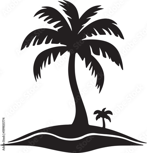 Palm tree silhouette vector art.