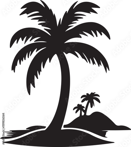 Palm tree silhouette vector art.
