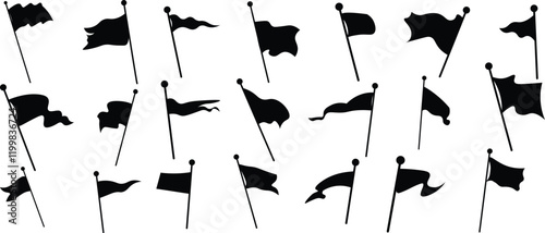 Flag silhouettes. Waving flag icon. Different flag icons. vector eps10