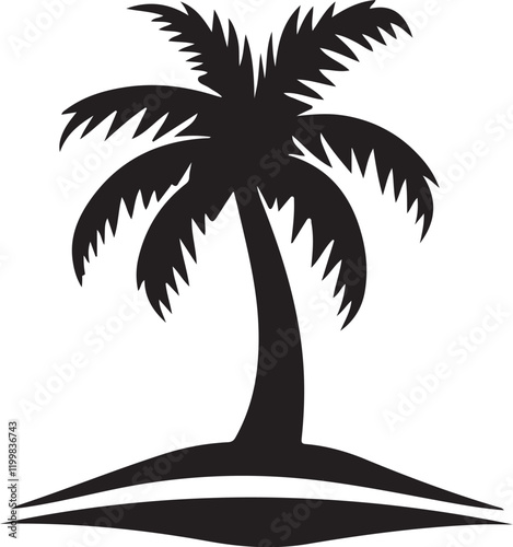 Palm tree silhouette vector art.