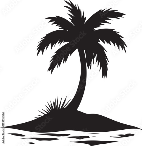 Palm tree silhouette vector art.