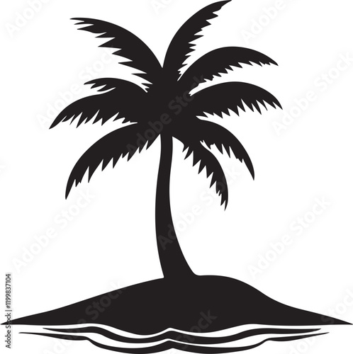 Palm tree silhouette vector art.