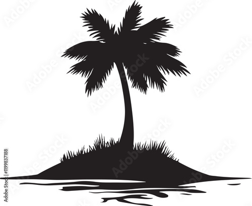 Palm tree silhouette vector art.