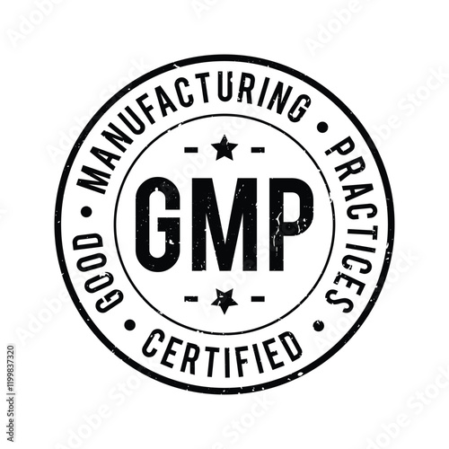 Good manufacturing practice certification stamp logo