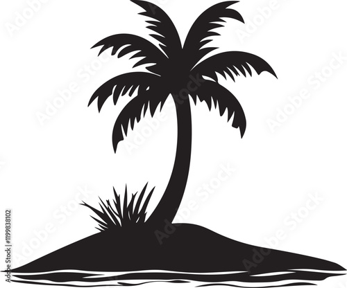 Palm tree silhouette vector art.