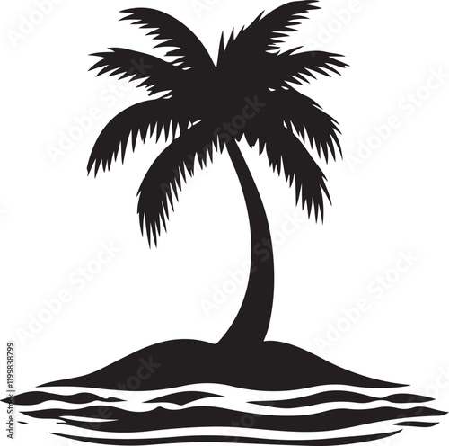 Palm tree silhouette vector art.
