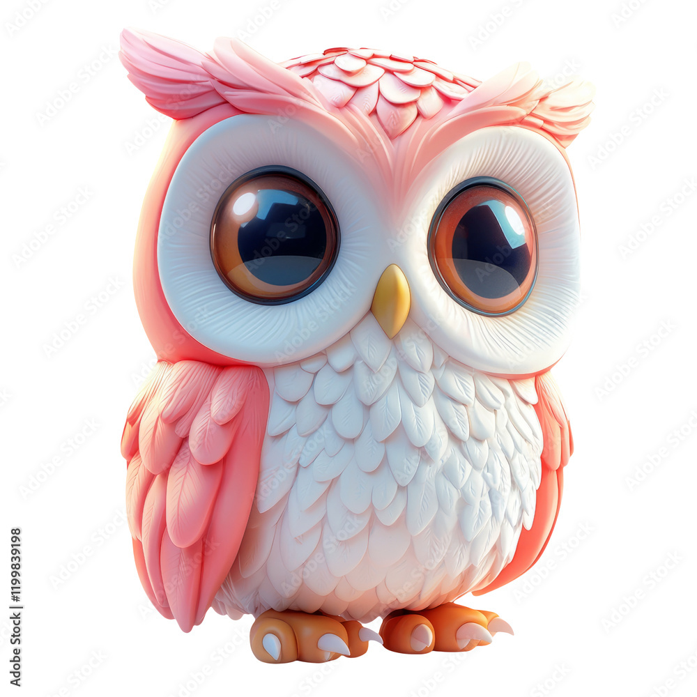 Obraz premium Cute Cartoon Owl Character with Big Eyes and Soft Colors