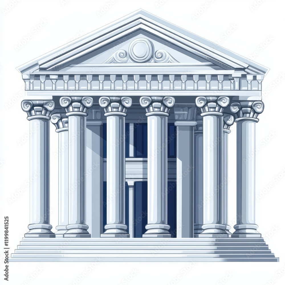 Obraz premium A classical-style building with columns and steps, symbolizing governance or justice.