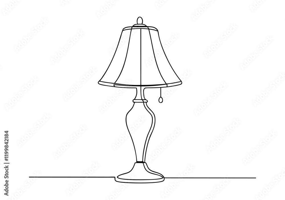 Obraz premium Continuous One-Line Drawing of a Table Lamp - Minimalist Home Decor Art