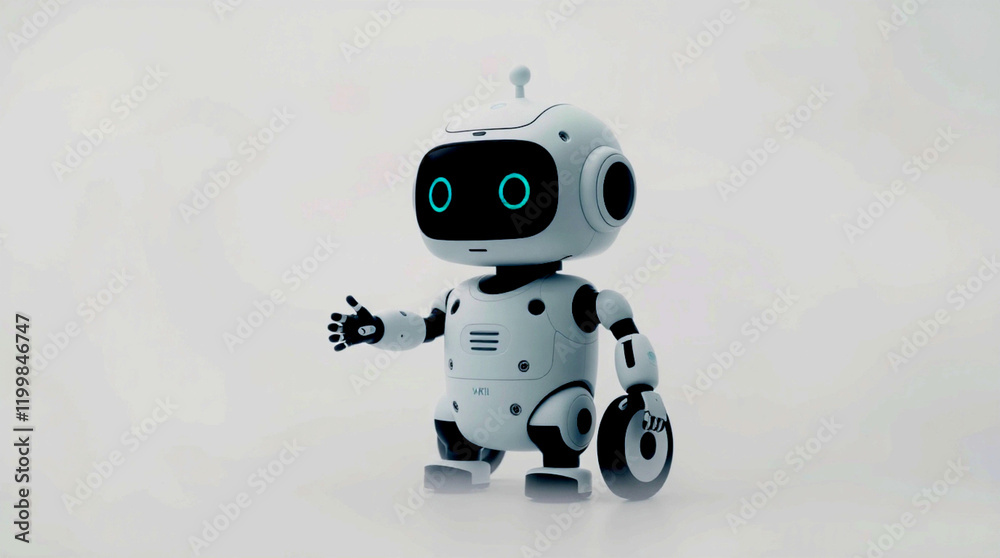 Cute Mini ai robot isolated on transparent background Cute Mini ai robot isolated on transparent background
