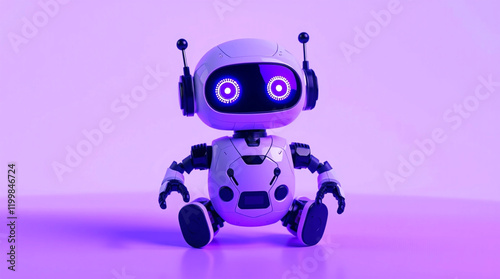 Cute Mini ai robot isolated on transparent background