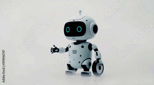 Cute Mini ai robot isolated on transparent background
