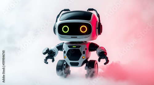 Cute Mini ai robot isolated on transparent background