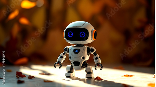 Cute Mini ai robot isolated on transparent background