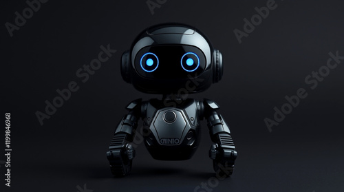 Cute Mini ai robot isolated on transparent background