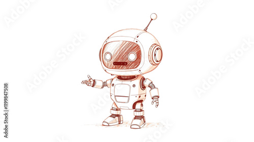 Cute Mini ai robot isolated on transparent background