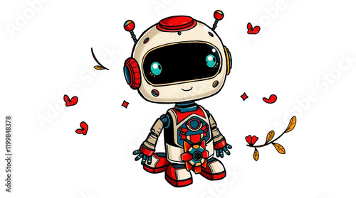 Cute Mini ai robot isolated on transparent background