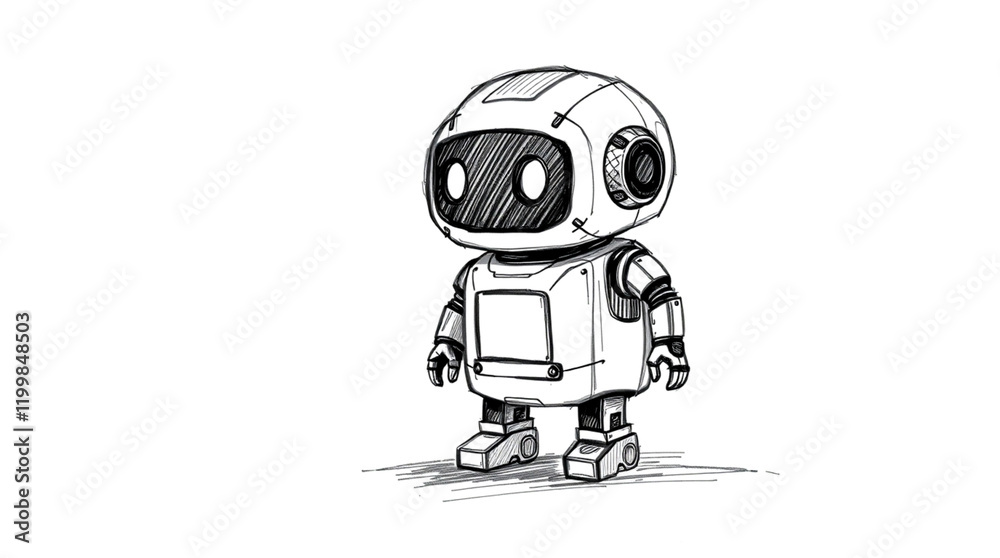 Fototapeta premium Cute Mini ai robot isolated on transparent background