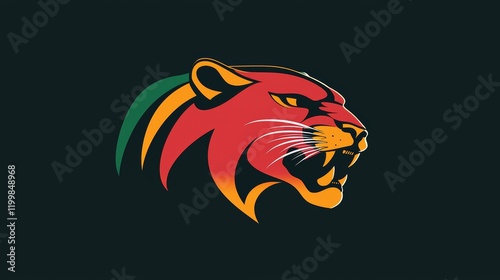 Vibrant and fierce lion head logo with bold colors and dynamic design concepts photo