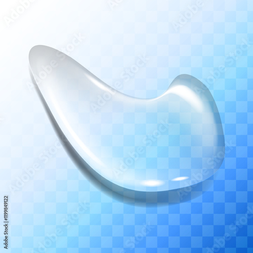 Water drop on a colored background with a transparent effect, creating the effect of liquid or soap bubble. Visual effect; tear, drop, mucus, runny nose, bubble. Beauty and health product concept
