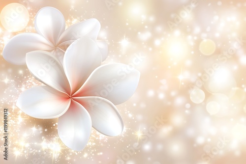 Luminous Plumeria Blooms in Golden Shimmering Sparkle