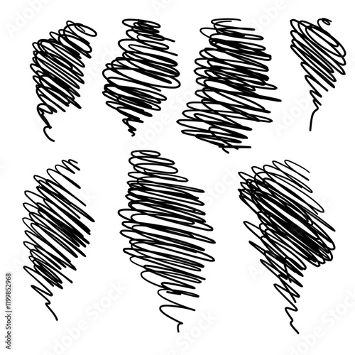 Pen strokes in the form of twisted spirals. Vector illustration