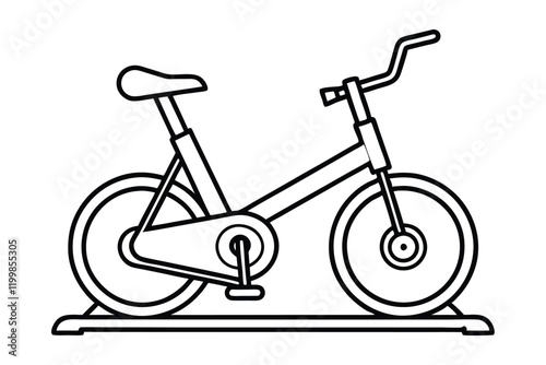 Stationary bike line art illustration.eps