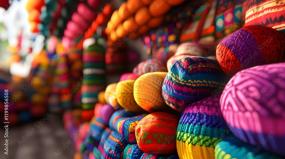 Vibrant Marketplace of Textiles and Art Vibrant Marketplace of Textiles and Art