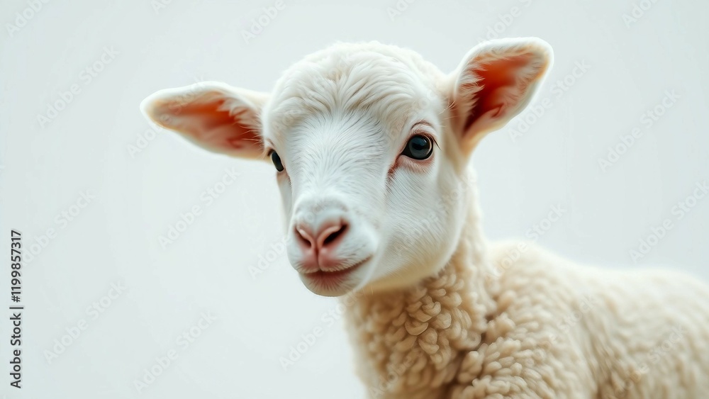 Portrait of a cute baby lamb isolated on white background Portrait of a cute baby lamb isolated on white background
