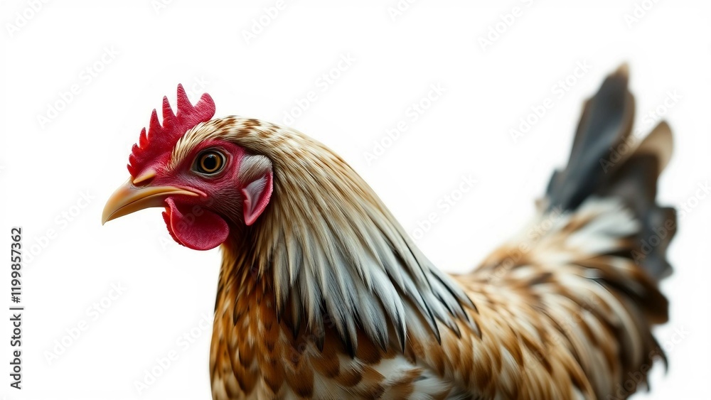 Fototapeta premium Portrait of a chicken isolated on white background cuto