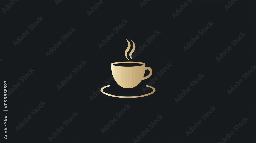 Obraz premium A cup of coffee with beans and steam in a simple, white coffee cup icon