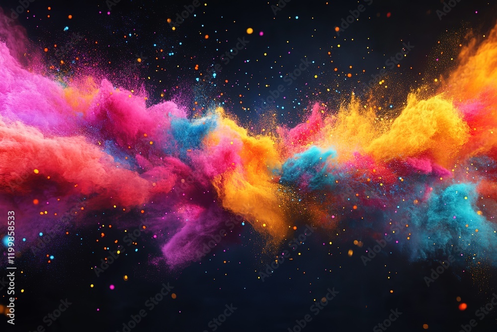 Vibrant color explosion in dark space Vibrant color explosion in dark space