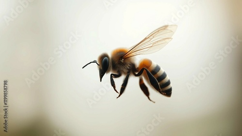 A bee flying isolated on transparent background made with photo