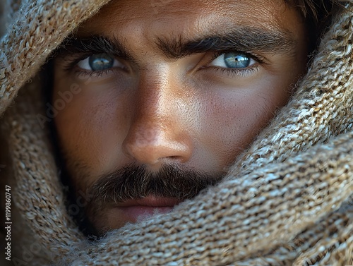 Dreamy Portrait of a Handsome Man Gazing into the Distance with Soft Lighting