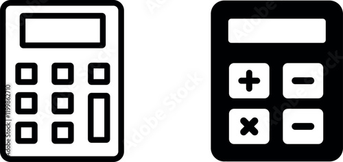 Calculator Vector Icon Set: Mathematical, Financial, and Computing Design Elements
