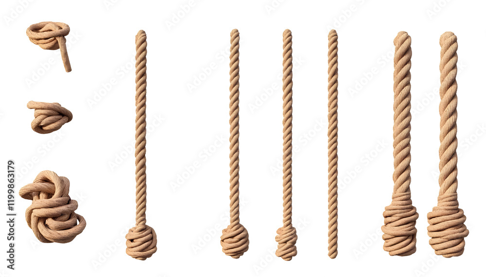 set of rope isolated on transparent background cutout set of rope isolated on transparent background cutout