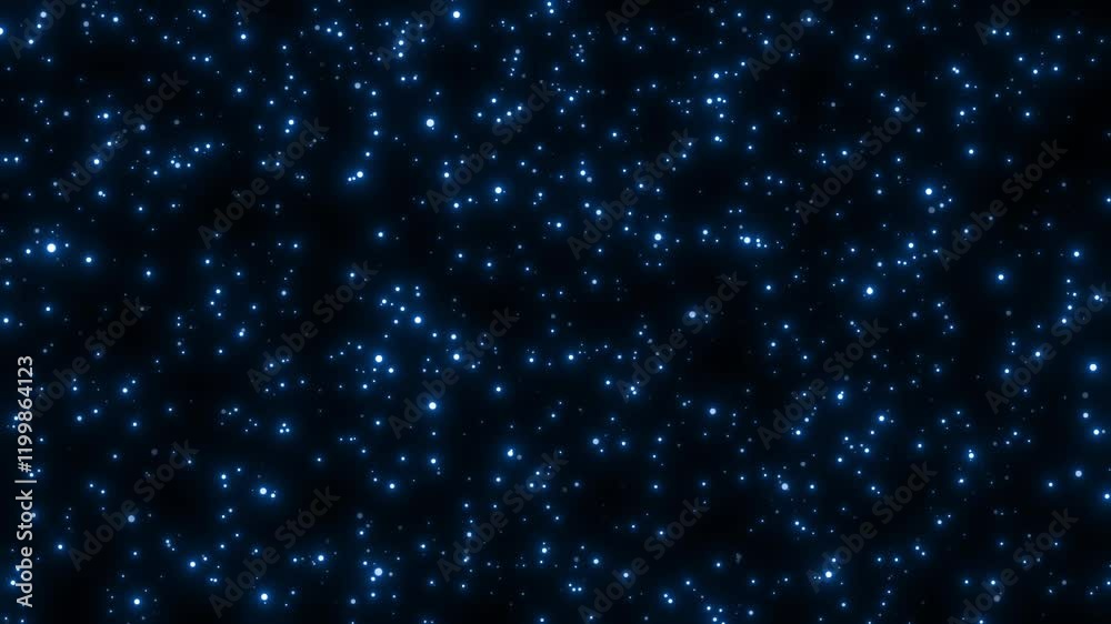 A seamless flow of gently floating blue particles creates a serene and magical atmosphere