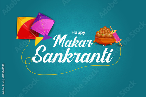 Happy Makar Sankranti background with colorful kite
