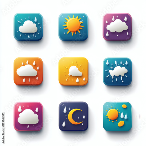 A Comprehensive Collection of Weather Icons Featuring Sun, Rain, Cloud, Snowflake, Lightning, Tornado, Wind, Thermometer, and Umbrella, Rendered in 9 Unique Styles Including Flat, Isometric, Line Art,