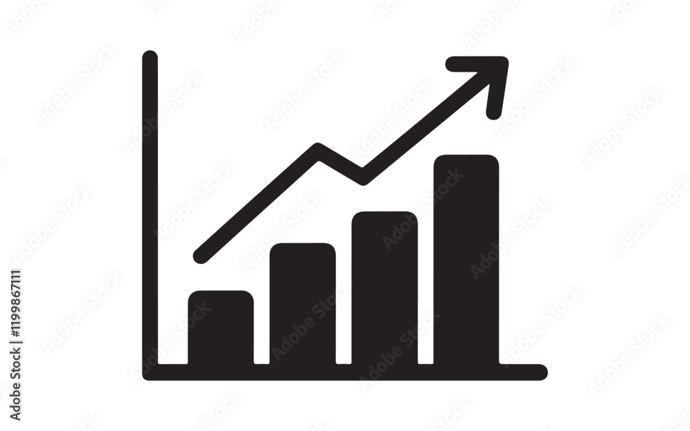 Growing graph Icon vector art on white background Growing graph Icon vector art on white background
