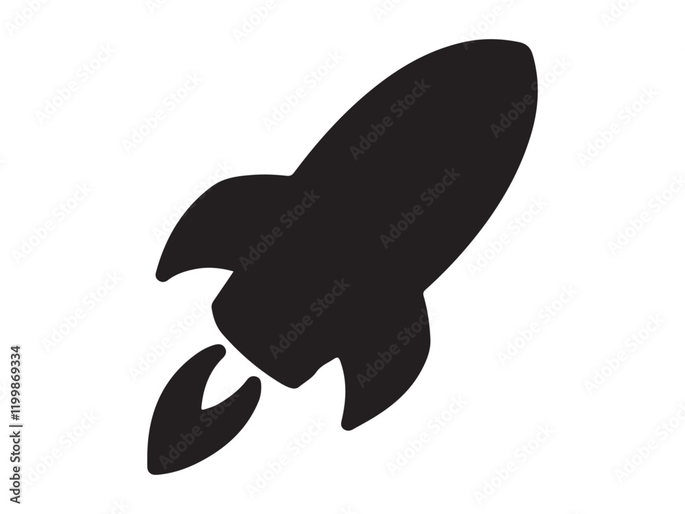 Rocket silhouette vector on white background Rocket silhouette vector on white background