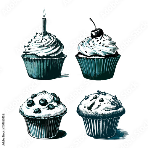 Muffin and Cupcake Illustration