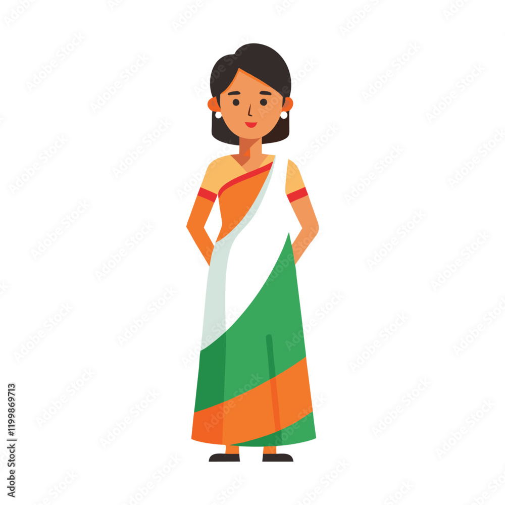 indian flag saree women on white background indian flag saree women on white background